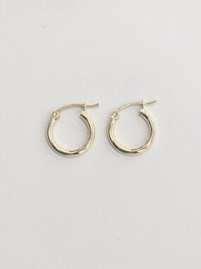 10k Real Gold Plain Hoop Earring